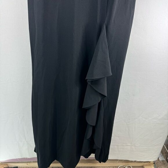 Calvin Klein Sleeveless V-Neck Maxi Ruffle Dress- Black/White- Size 14- NWT - Picture 5 of 11